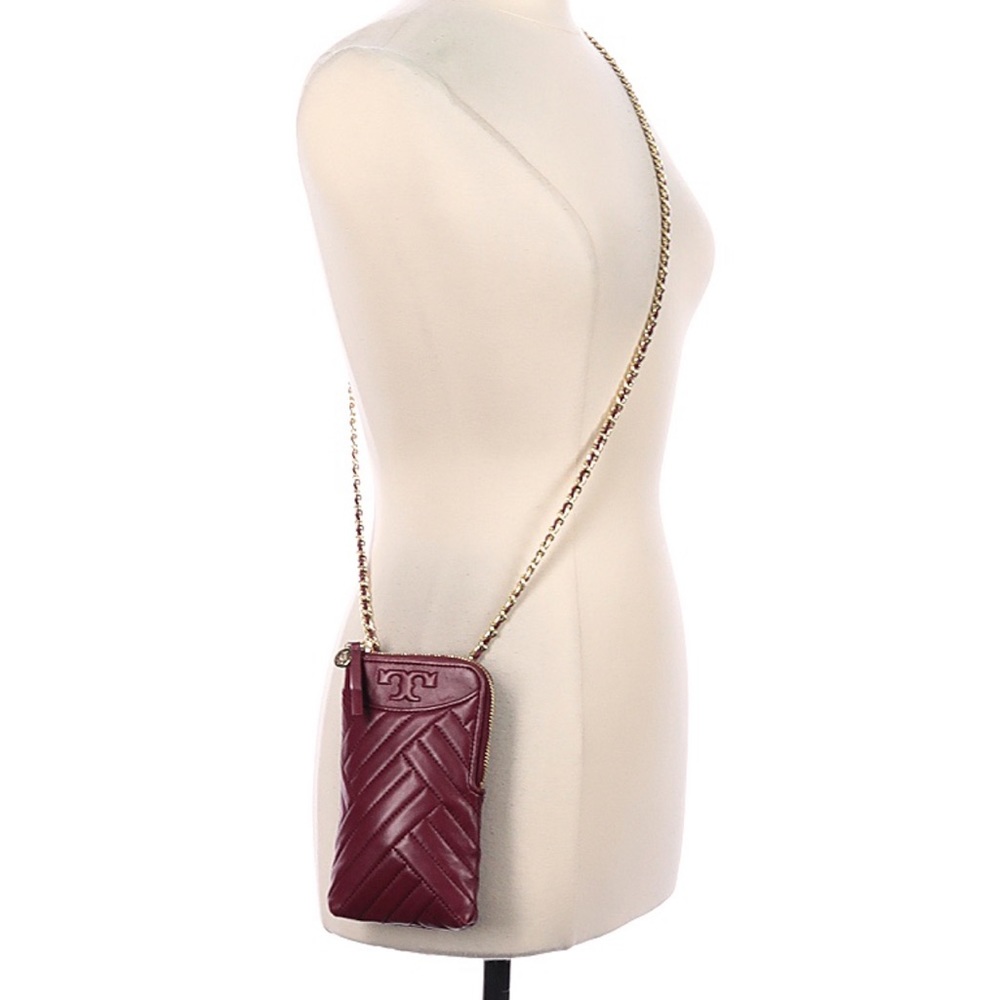 Tory Burch Burgundy Red Alexa Phone Crossbody Imperial Garnet Chain Crossbody